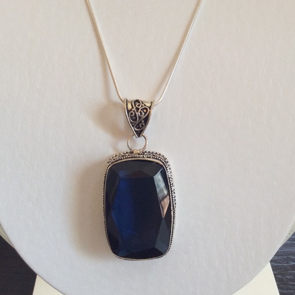 Jewelry - 925 Blue Sapphire Pendant Necklace